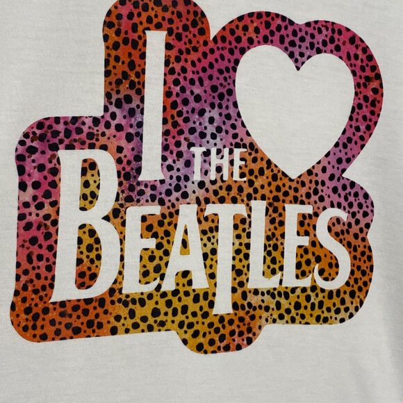 I Love The Beatles Heart Leopard Cheetah Print Handmade Custom Shirt Sublimation - Picture 5 of 11